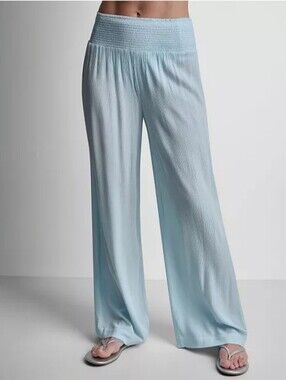 Smocked-Waist Swim Cover-Up Pants